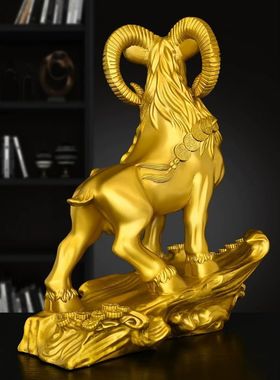 纯铜羊摆件三羊开泰羊领头羊办公室客厅铜羊工艺品大号铜山羊
