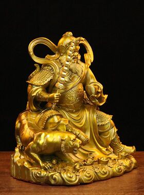 纯铜赵公明摆件赵公明财神骑虎像武财神供奉招财五路财神佛像大号