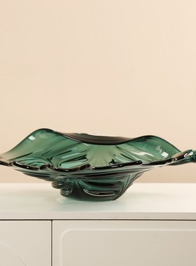 玻璃卷边海螺水果盘轻奢摆件客厅样板间售楼处桌面糖果干果收纳盘