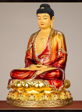 极速纯铜贴金释迦牟尼佛家用供奉摆件娑婆三圣三宝佛释Z迦摩尼佛