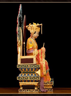 新品纯铜鎏金彩绘妈祖娘娘天y上圣母娘娘海神天后家用供奉摆件神