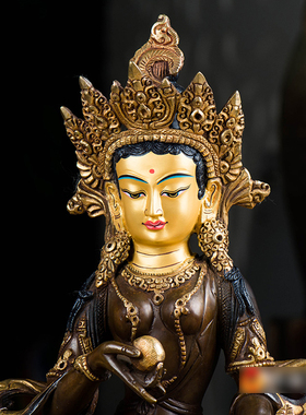 新品《地藏王菩萨》铜p像 尼泊尔手工10寸青铜镀金雕花现代摆件