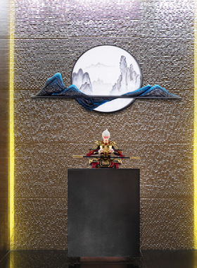 极速新中式装饰挂件墙壁客厅墙面铁D艺壁挂山水画壁饰创意立体金