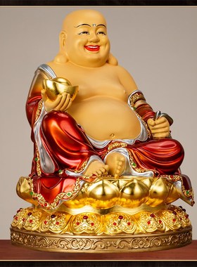 极速纯铜贴金弥勒佛家用供奉佛A像坐像全堂佛大肚佛笑佛招财摆件