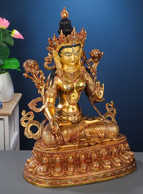 新品藏传白度母佛像摆件s纯铜红古金15寸密宗佛台供奉无量寿佛佛