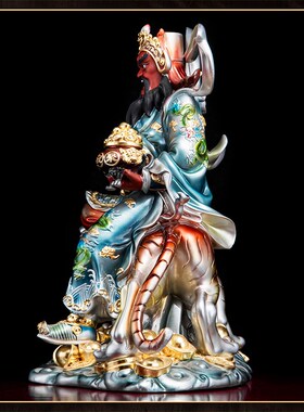 新品纯铜赵公明神像五路财u神武财神佛像家用供奉摆件骑虎玄坛真