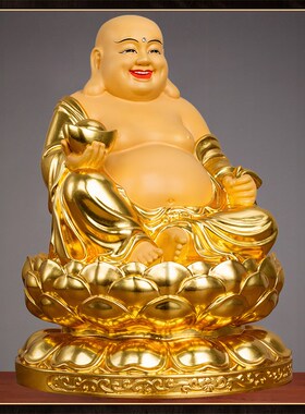 新品纯铜贴金弥勒佛大肚开心佛笑C佛菩萨家用供奉招财开业摆件佛
