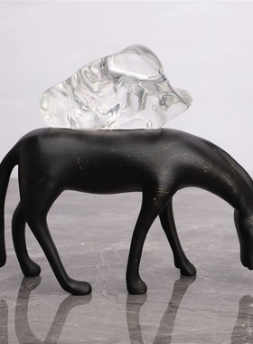 极速现代b简约树脂黑扫铜马驼货摆件样板房酒店家居玄关客厅装饰