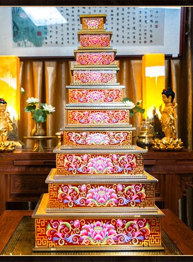 极速家用珐琅彩佛像底座台观音菩萨财神爷神像莲花增高.加高底座