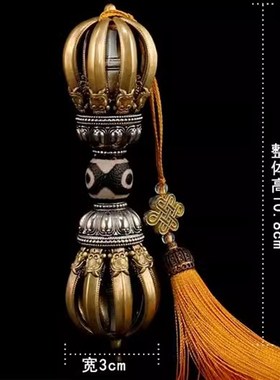 极速2024新款藏式天珠九股金刚杵D摆件黄铜三面普巴金刚橛家用尼