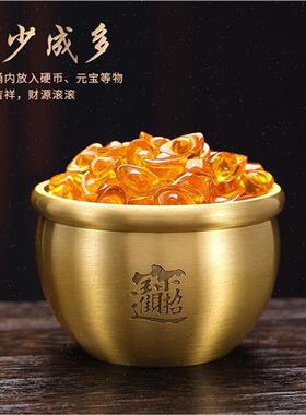 极速纯铜一桶金摆件小水s筒创意迷你铜缸家居办公室桌面茶几茶盘