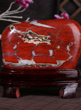 南非红碧玉鸡血石原石摆件天然奇石红色观赏石头客厅办公室装饰品