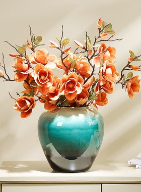 新中式陶瓷花瓶客厅插花入户玄关圆桌装饰摆件茶桌电视柜高档花艺