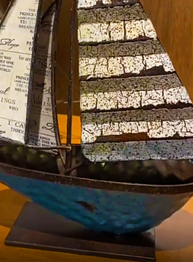 复古铁艺帆船模型一帆风顺办公室轻奢摆件客厅家居装饰品桌面摆设