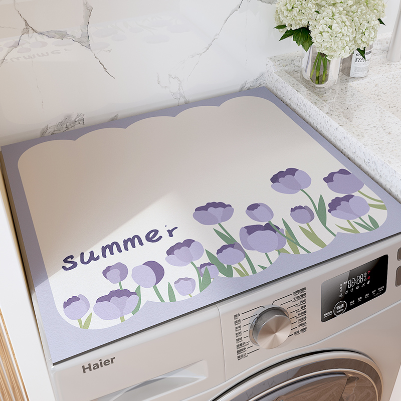 滚筒洗衣机防尘盖布微波炉皮革盖巾垫子冰箱顶免洗防水防晒制套罩 - 图0