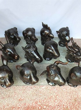 纯铜十二生肖12兽首仿古圆明园全套大号小号黄铜铜像摆件古玩收藏