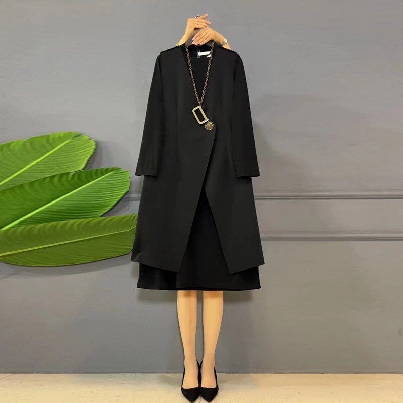 秋季新品气质套装洋气西装马甲打底连衣裙两件套胖妹妹加大码女装,淘宝优惠券,粉丝福利购,淘宝优惠卷
