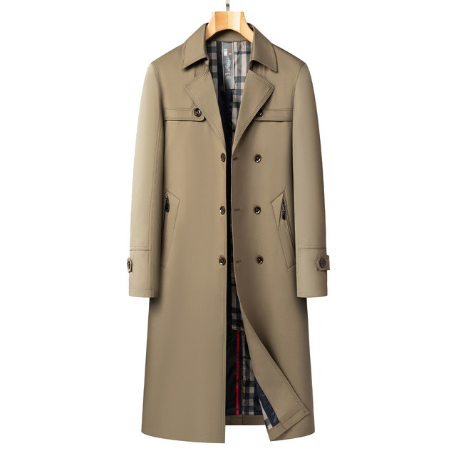 British windbreaker men's mid-length high-end coat