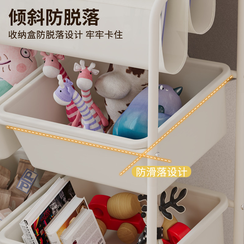 儿童书架家用阅读区绘本架多层玩具收纳架置物架落地宝宝简易书柜 - 图1