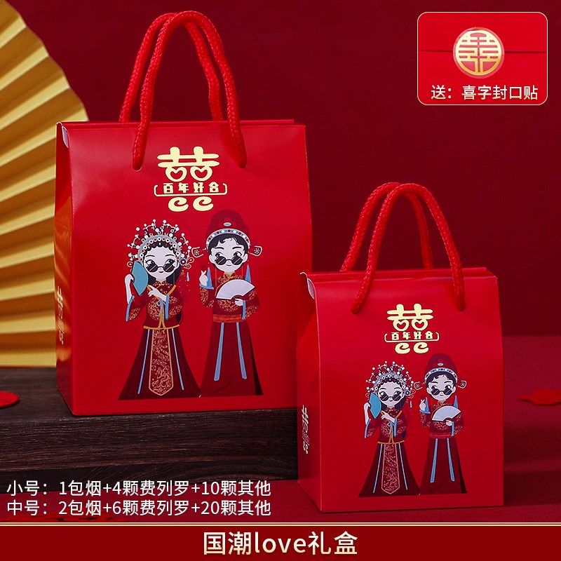 喜糖盒子结婚伴手礼手提袋婚礼糖果礼盒回礼喜糖盒自封包装盒空盒 - 图0