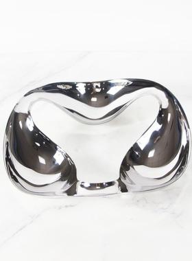 简约欧式银色金属不规则流线果盘托盘摆件厨房餐厅样板房软装饰品