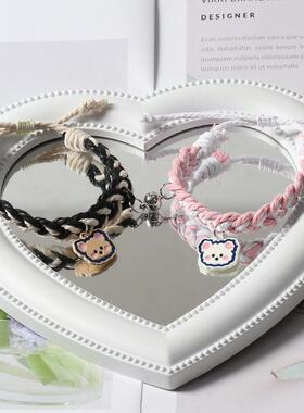 网红闺蜜手链二人一对小学生高颜值三人手链磁铁相吸手环情侣款