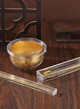 中式创意百福金碗五福临门三件套筷子勺子碗婚庆会销商务礼品