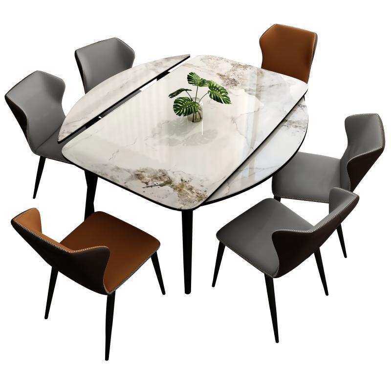 岩板餐桌椅子组合可伸缩折叠圆圆形桌实木饭桌小户型家用现代简约,淘宝优惠券,粉丝福利购,淘宝优惠卷