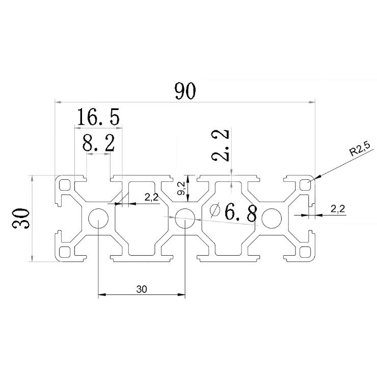 3090欧标铝型材3090铝型材 30铝材铝合金型材欧标型材 9030型材 - 图0