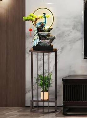 孔雀流水摆件循环水招财风水轮家居客厅装饰品美容院前台开 业礼