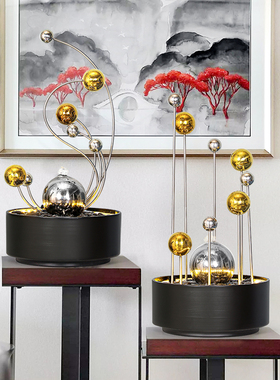 室内喷泉轻奢流水摆件生财圆球不锈钢铁艺桌面工艺品朋友乔迁送礼