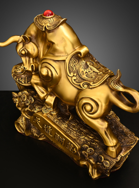 铜牛摆件纯铜牛气冲天生肖旺市牛客厅桌面公司开业大号天道酬勤牛