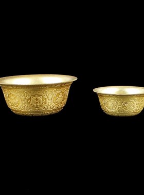 藏密坊 慧宝供水碗小号黄铜八吉祥杯敬水八供杯精品佛堂桌面摆件