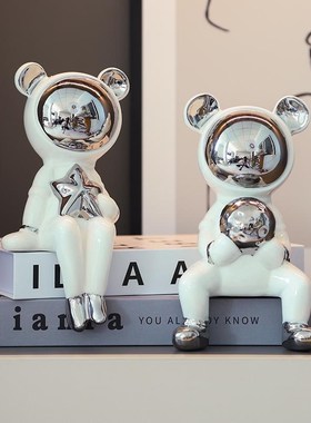 办公室客厅玄关电视柜卡通公仔新家装书架桌面太空熊轻奢潮流情侣