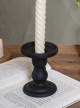 美式复古黑色铁艺烛台家居烛光晚餐桌装饰摆件民宿装饰品拍摄道具
