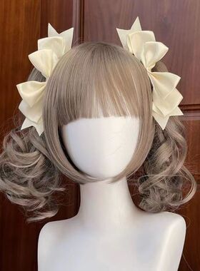 Lolita发饰可爱发夹双马尾对夹立体蝴蝶结侧边夹日系jk头饰萝莉萌