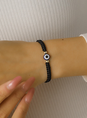 热销编织手饰 法蒂玛手掌邪恶之眼红绳编织可调手链