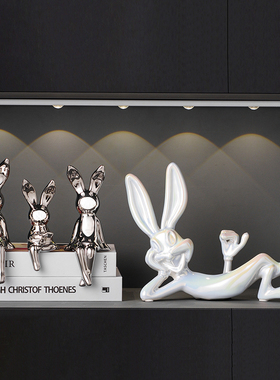 陶瓷摆件现代轻奢酒柜电视柜电镀