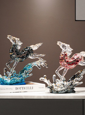 新中式高档轻奢策马奔腾摆件