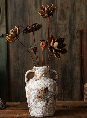 复古侘寂风陶瓷花瓶斑驳粗陶罐