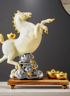 新中式马到成功摆件客厅玄关酒柜