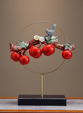 新中式高档玄关苹果平安如意摆件