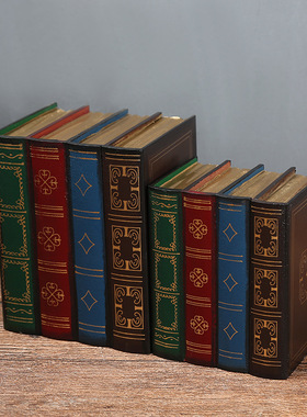 欧式复古收纳道具假书办公室装饰摆件 样板间仿真书  木质首饰盒