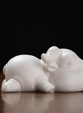 东方泥土水牛河马犀牛鳄鱼陶瓷装饰品摆件办公室桌面开业送礼佳品