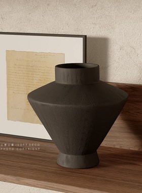 原木中古侘寂风壁龛开放格书柜装饰品民宿陶瓷复古艺术品酒柜摆件