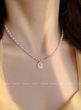 珍珠项链女碎银珍珠锁骨链轻奢小众档珍珠项链公主风套装两件套