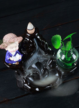 陶瓷禅意小和尚创意家用居室茶台倒流香茶具茶道配件茶宠茶桌摆件
