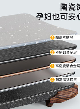 家用无烟电烤盘麦饭石电烧烤炉多功能韩式烧烤大号室内烤肉机