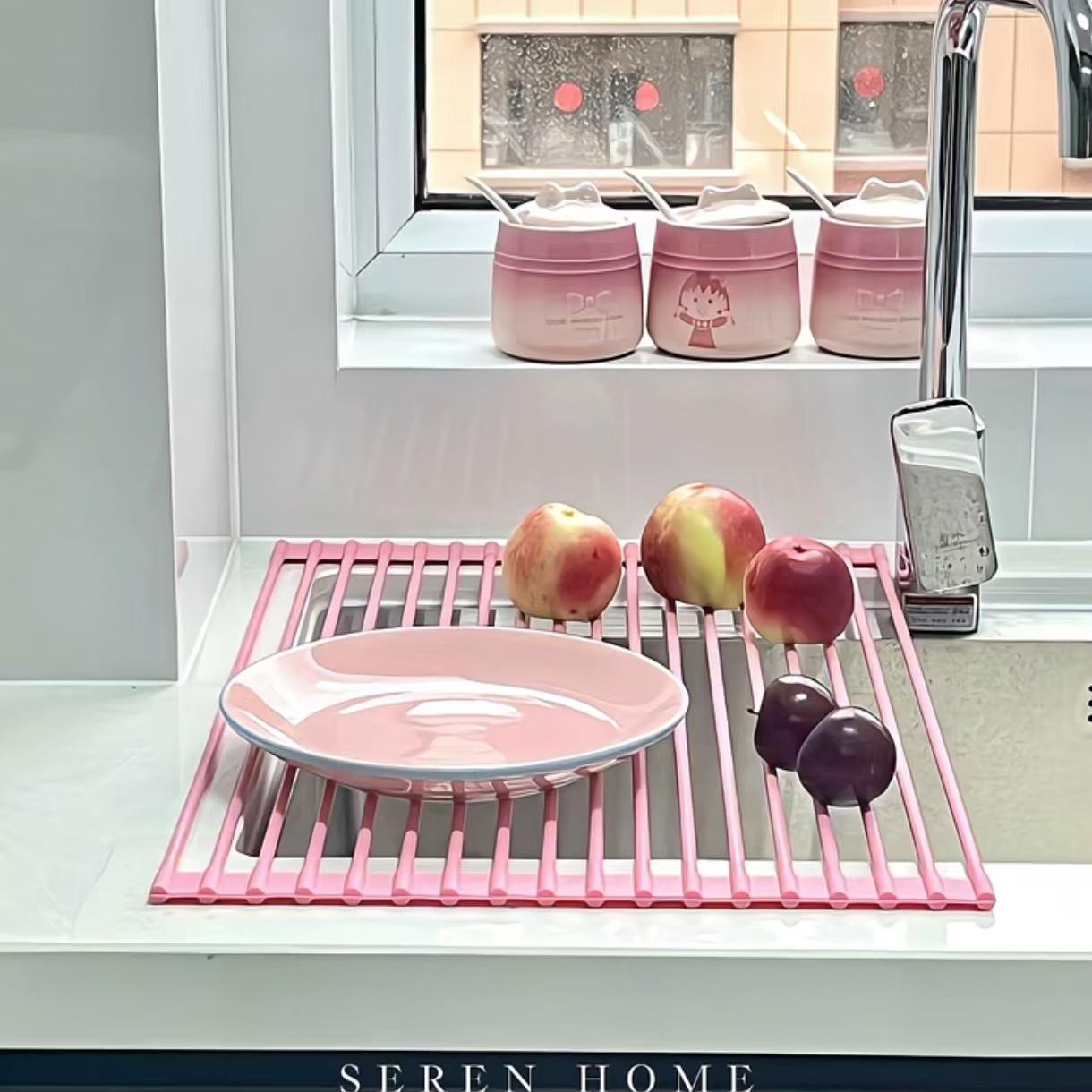 厨房水槽沥水架碗碟盘收纳架洗碗槽水池碗架可折叠防滑置物架简约 - 图2