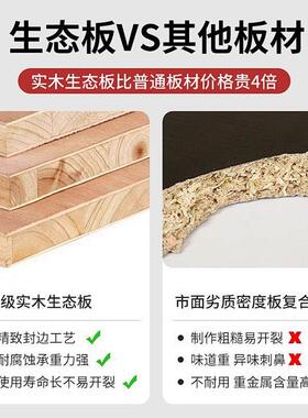 书桌实木书架一体桌可放台式电脑桌儿童学习桌带书柜双人书桌